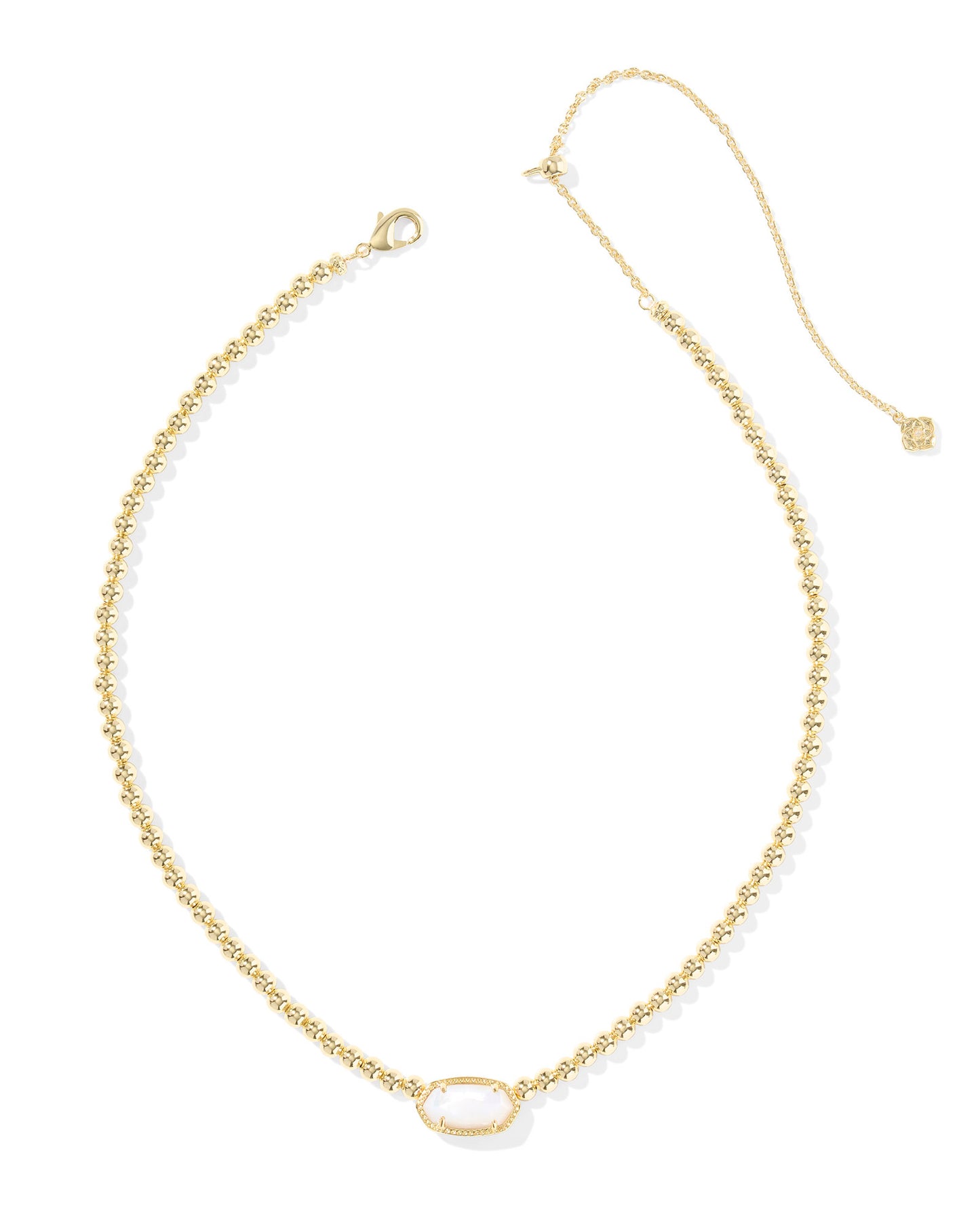 Elisa Beaded Necklace Gold Ivory Mother of Pearl