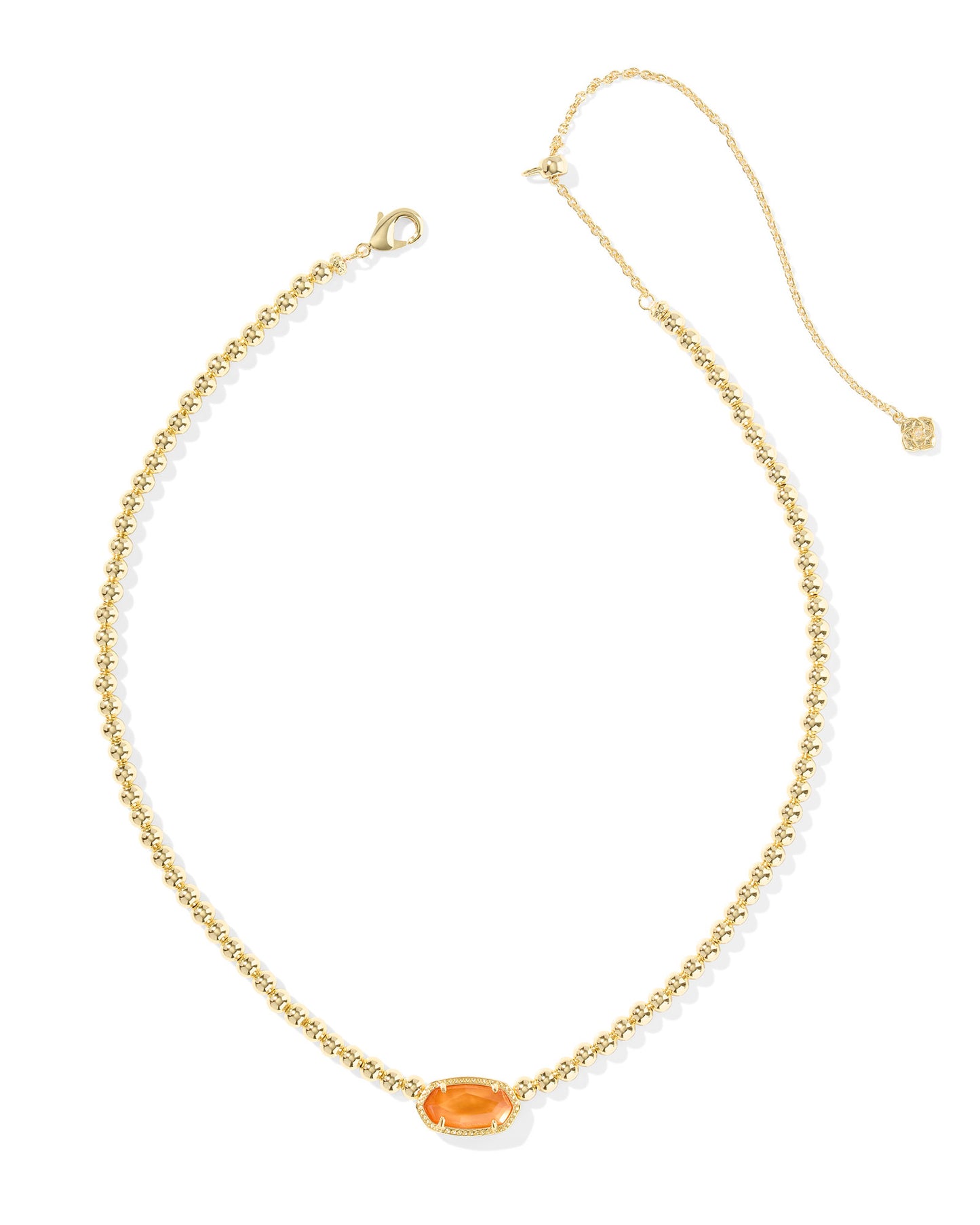 Elisa Beaded Necklace Gold Papaya Mother of Pearl