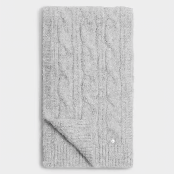Light Gray Cable Knit Scarf