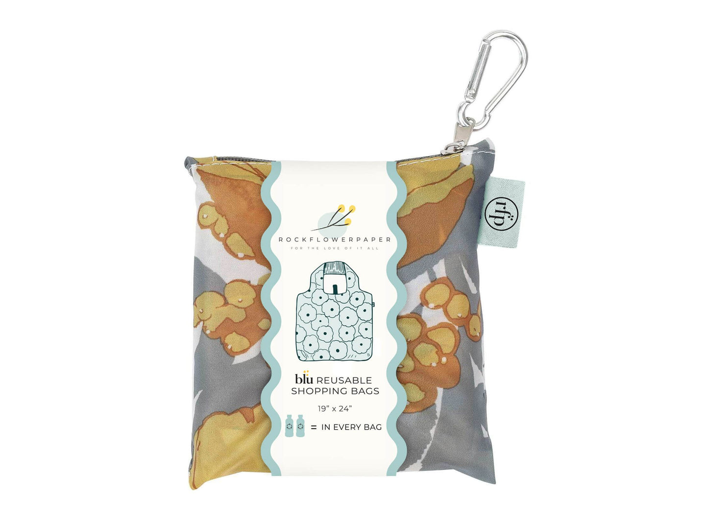 Icelandic Poppies Gold Blu Bag in a Pouch