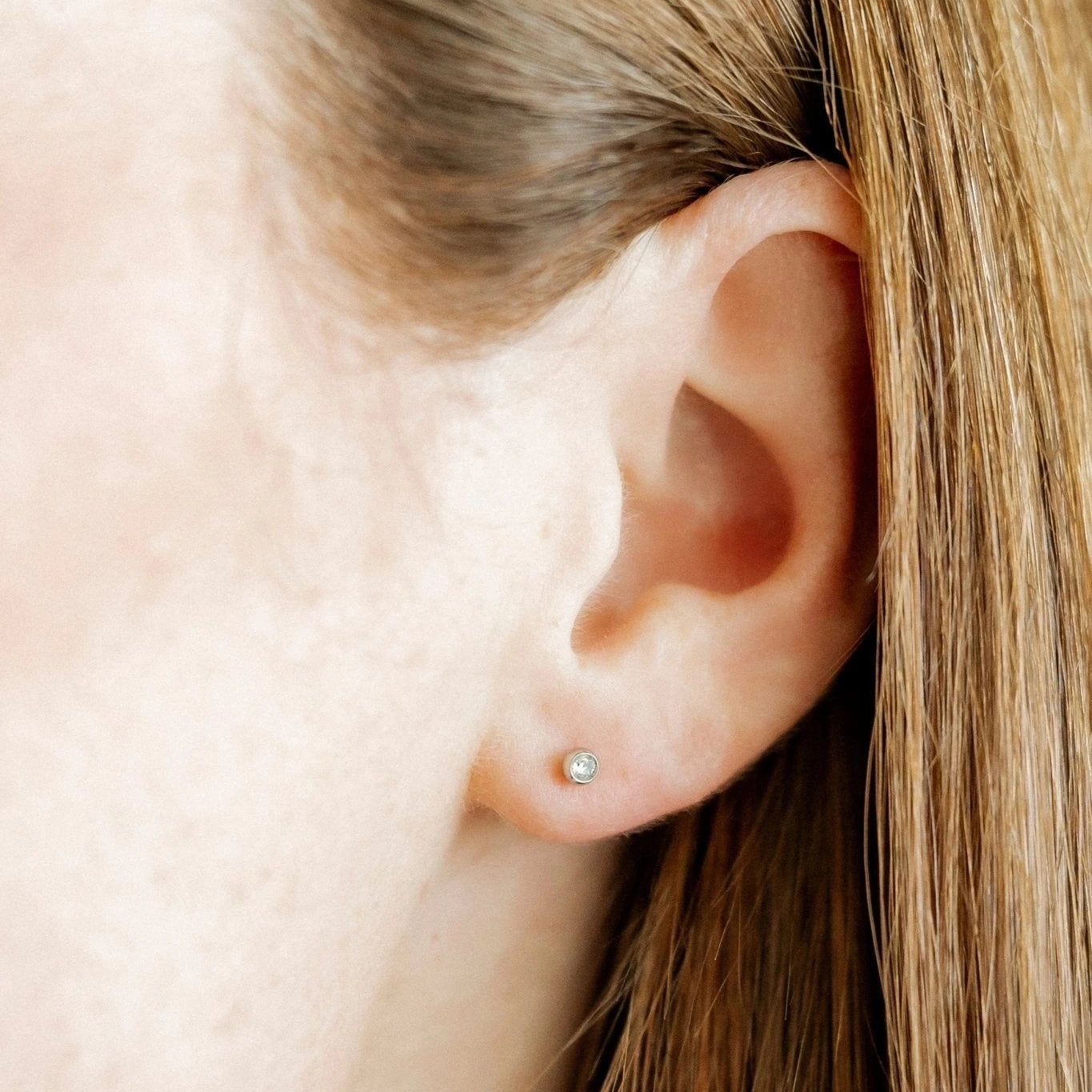 Micro Cooper Clear Silver Screwback Stud Earrings
