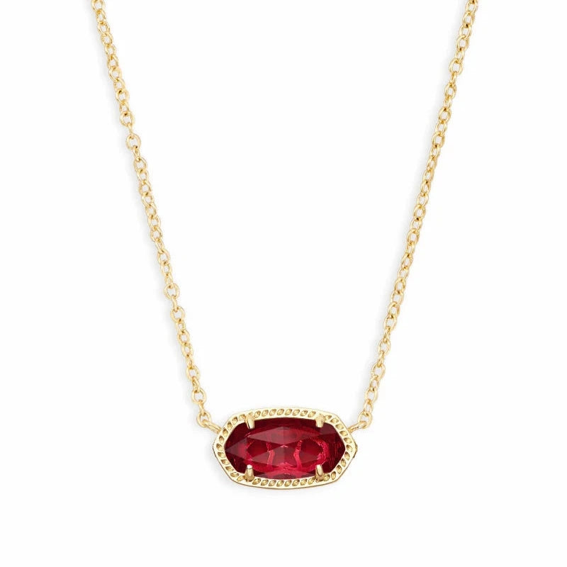 Elisa January Birthday Gold Necklace Berry Glass