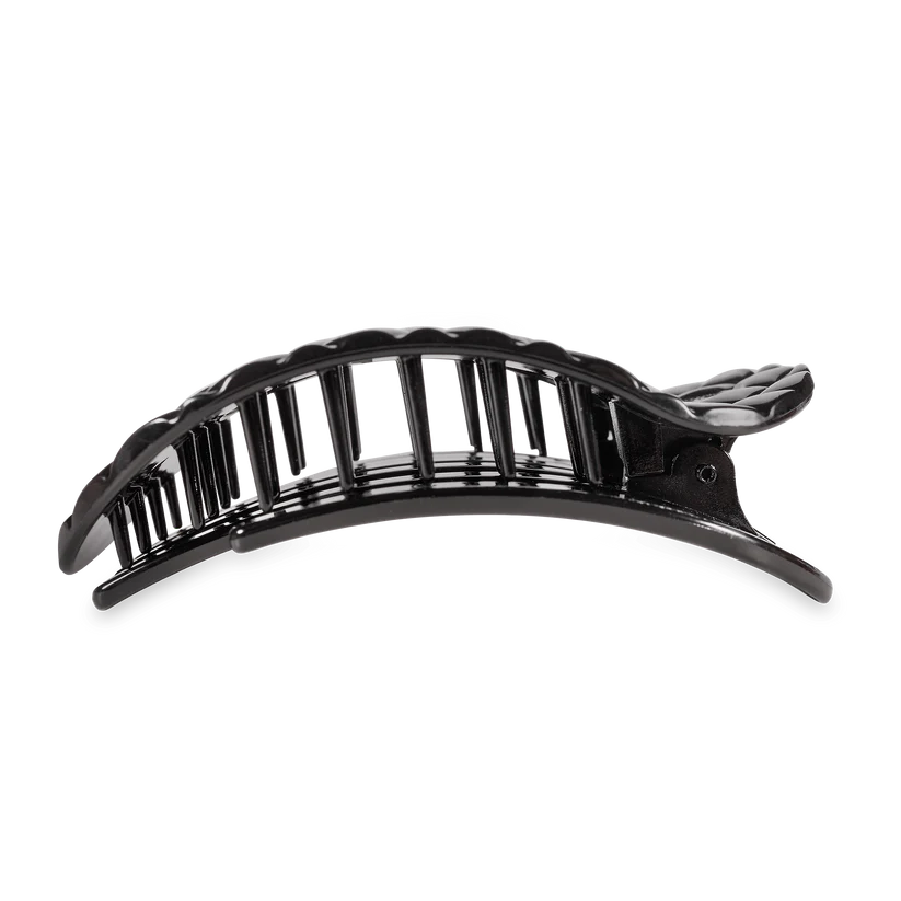 Teleties Large Flat Round Clip Jet Black Quilted
