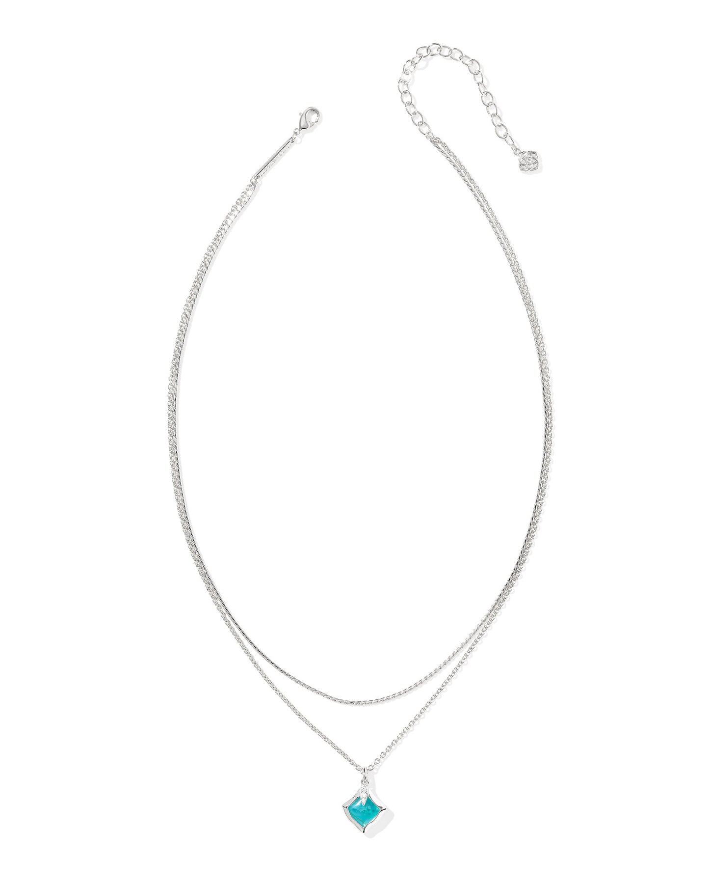 Joelle Multi Strand Necklace Silver Bright Aqua Illusion