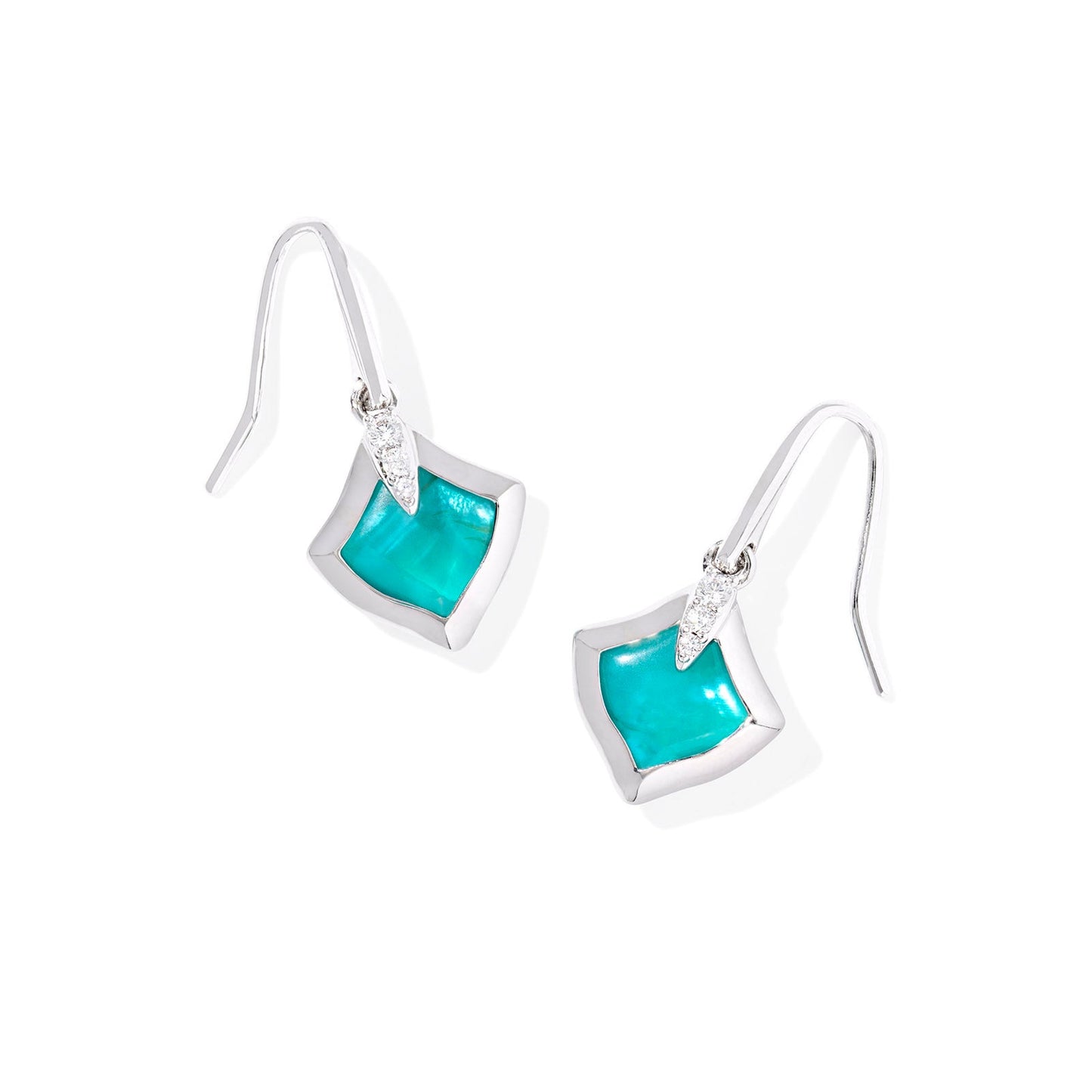 Joelle Small Drop Earrings Silver Bright Aqua Illusion