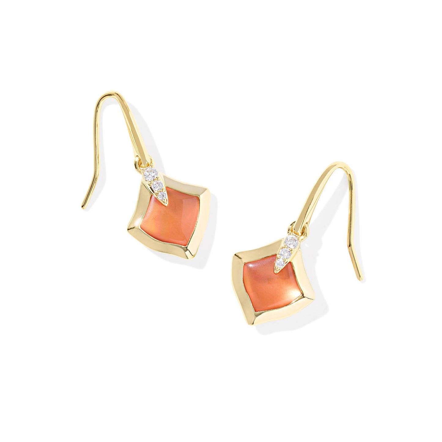 Joelle Small Drop Earrings Gold Papaya Mother of Pearl