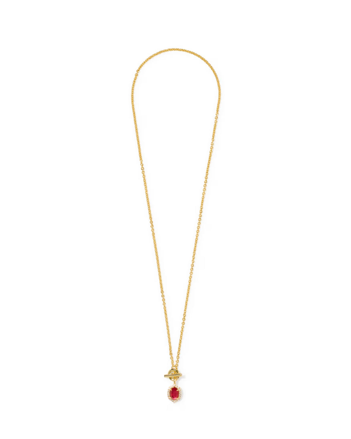 Daphne Crystal Frame Toggle Necklace Gold Dark Pink Illusion