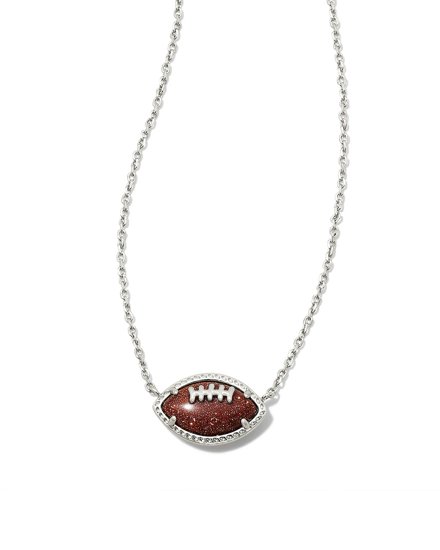 Football Orange Goldstone Silver Necklace