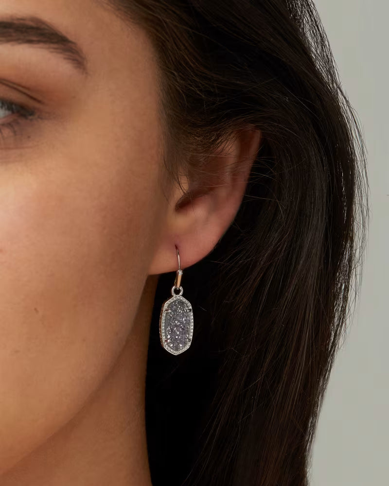 Lee Drop Earrings Gunmetal Black Drusy