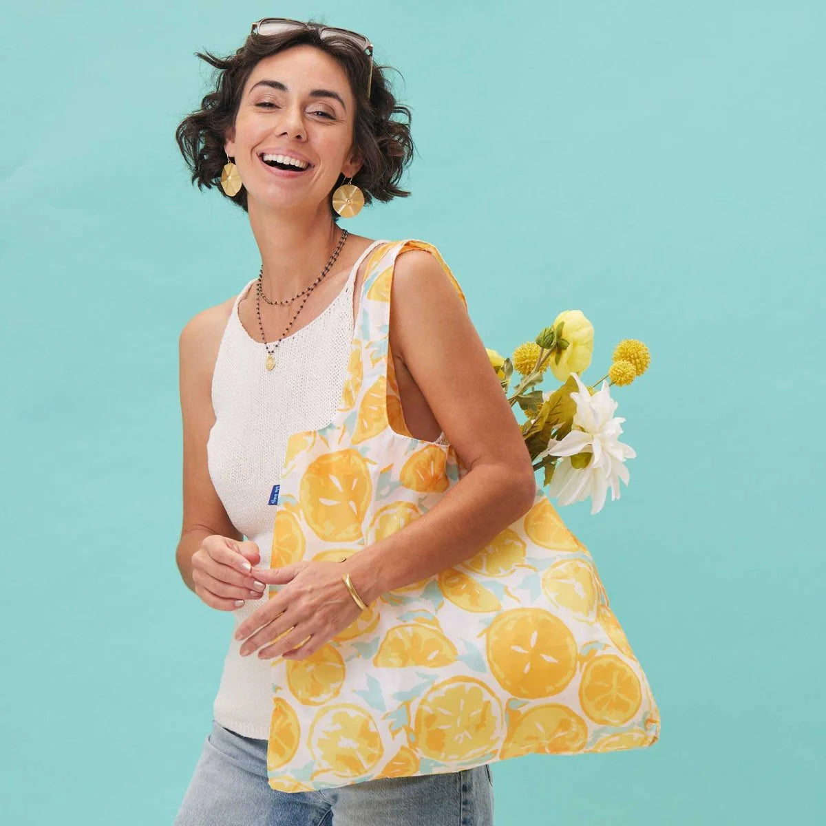 Lemon Slices Blu Bag in a Pouch