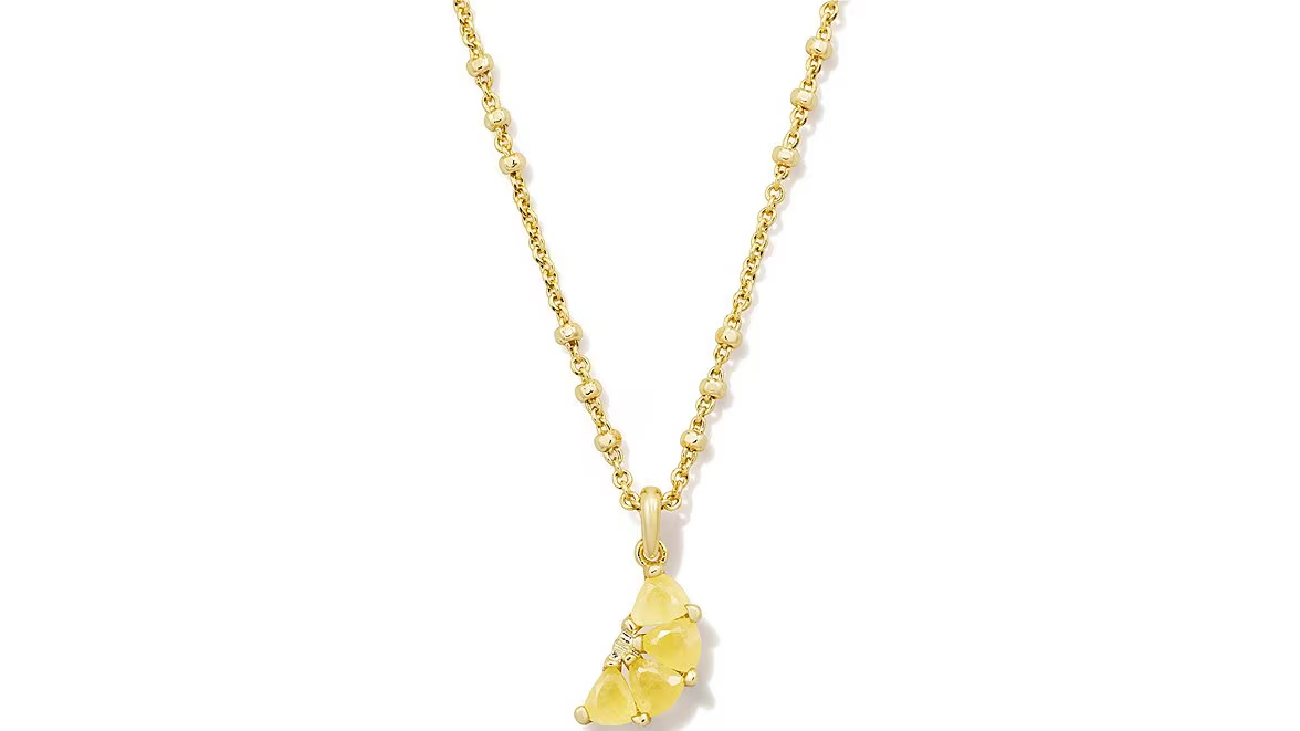 Lemon Gold Short Pendant Necklace in Yellow Opalite Glass