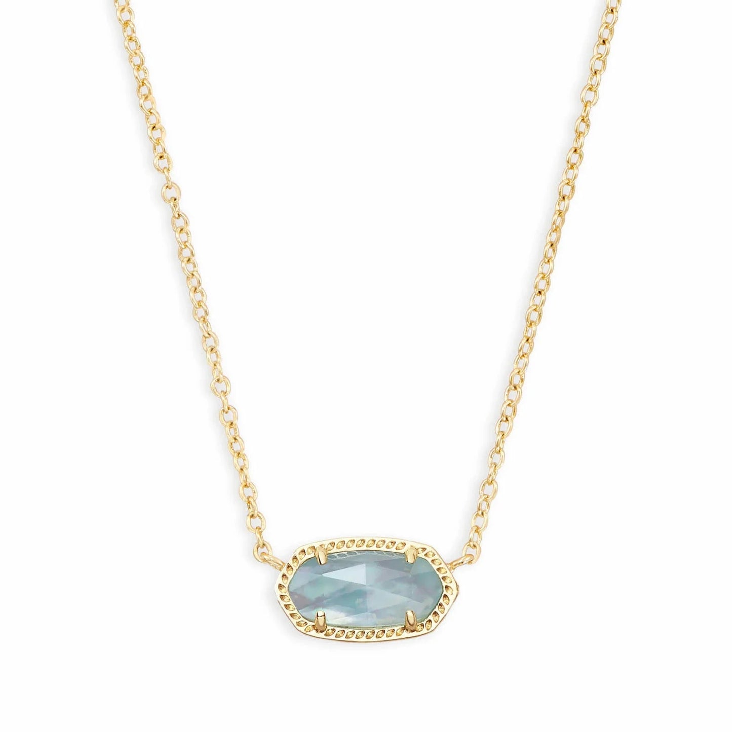 Elisa March Birthday Gold Necklace Light Blue Illusion