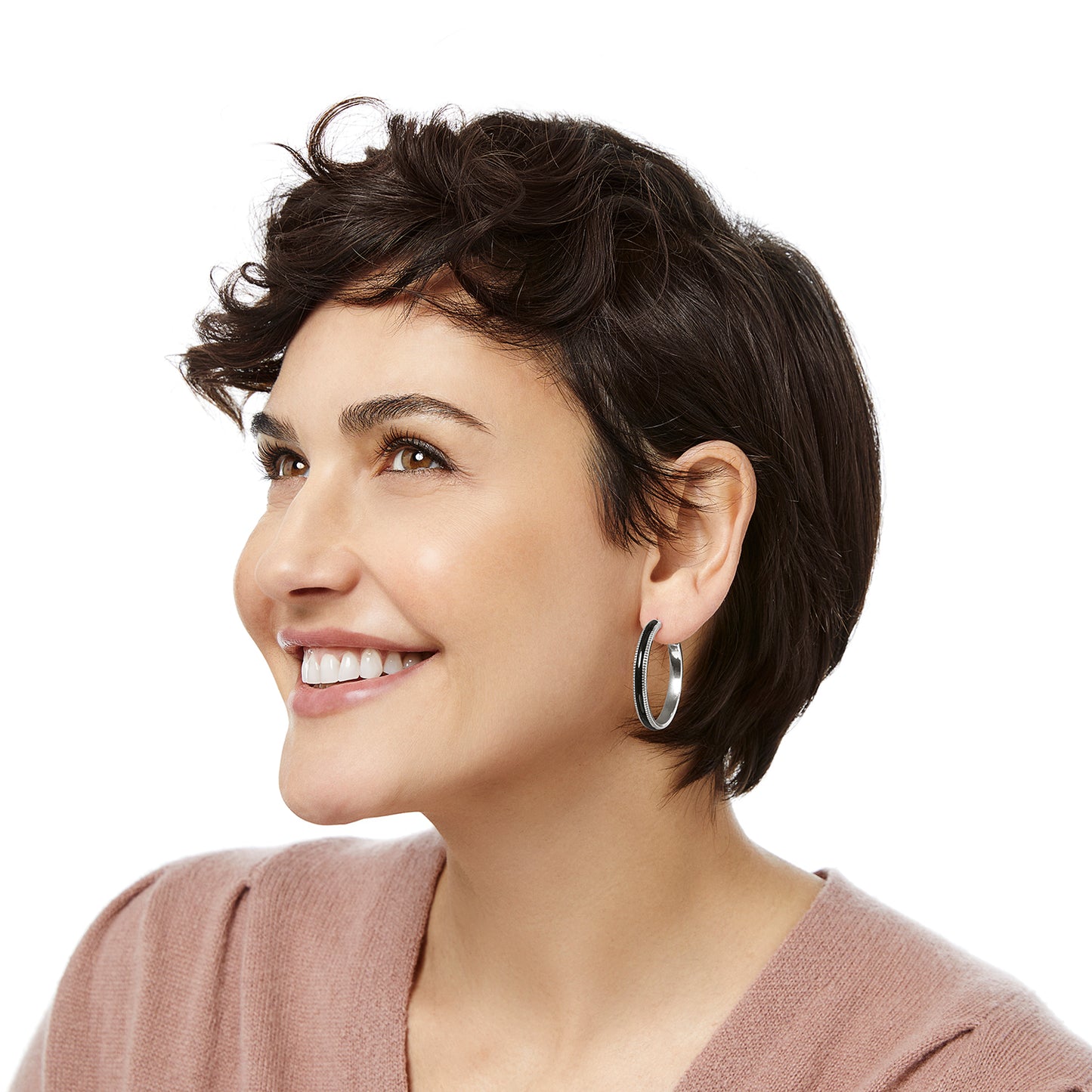 Interlok Noir Heirlom Hoop Earrings Black