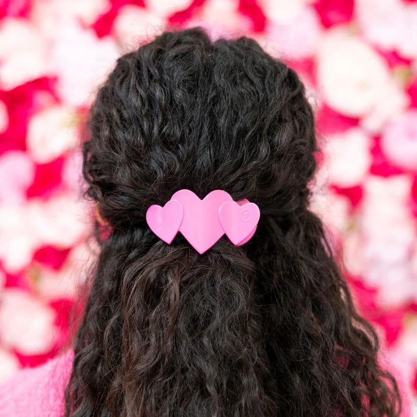 Teleties Pink Heart to Heart Small Flat Hair Clip