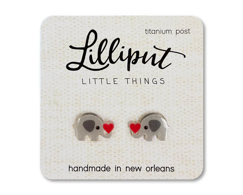 Lilliput Cute Elephant with Heart Earrings