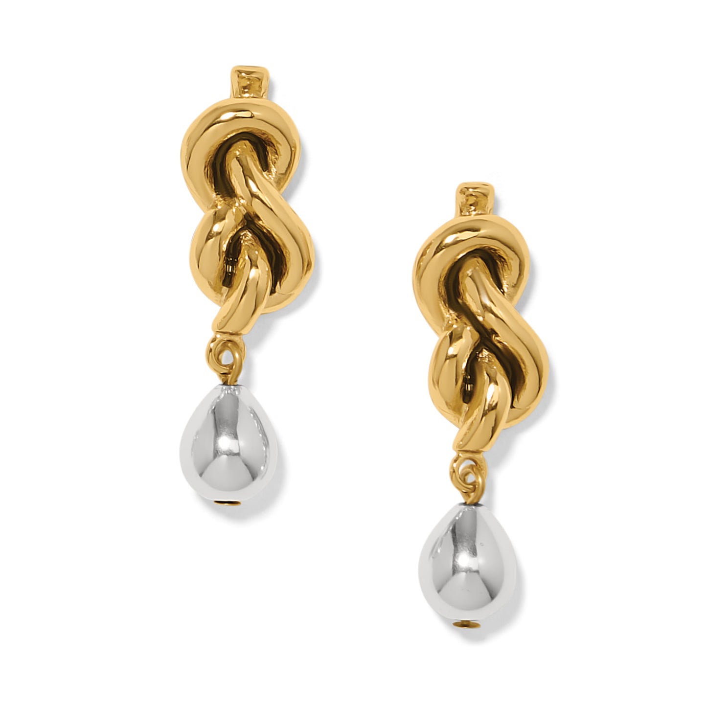 Interlok Single Knot Drop Earrings Two Tone