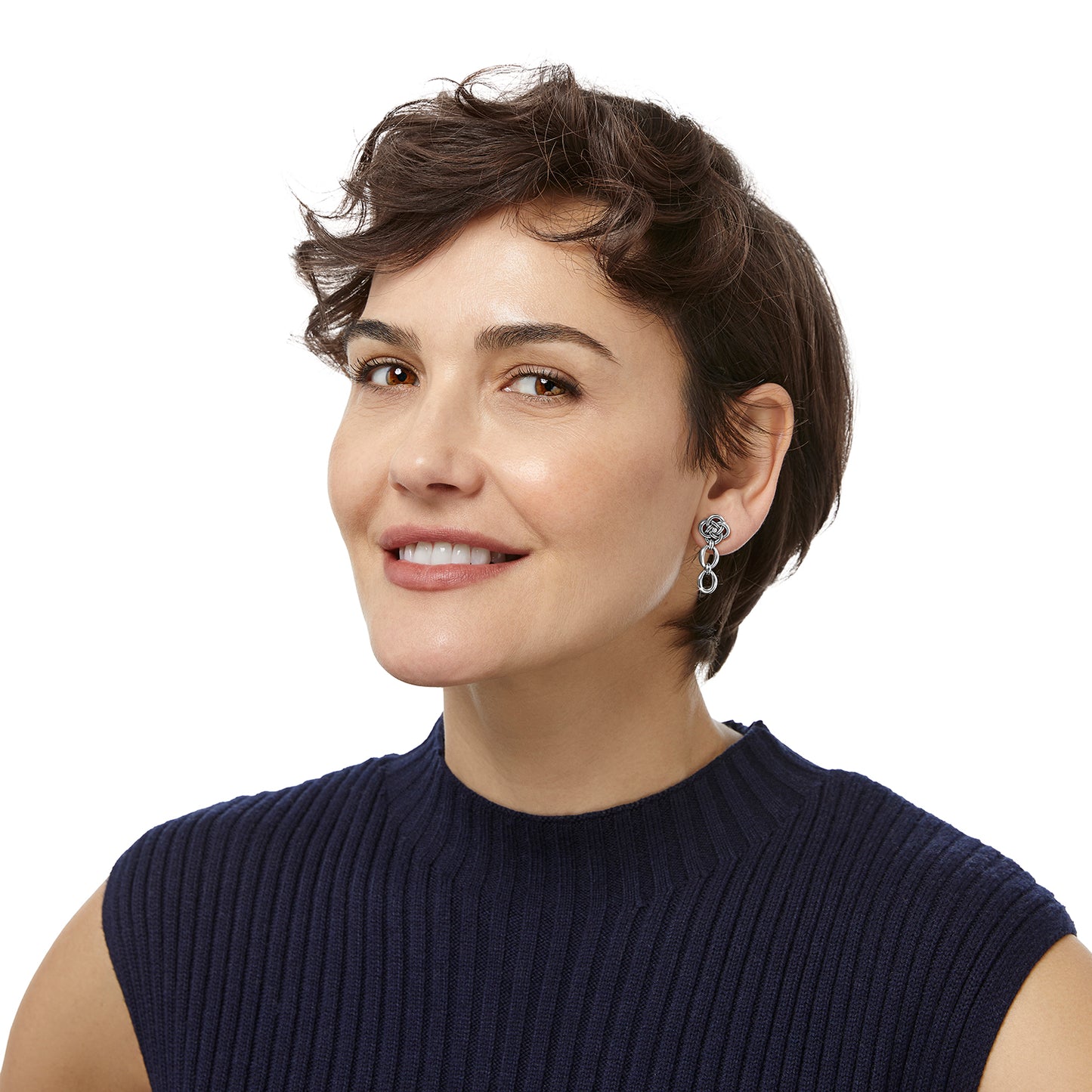 Interlok Knot Link Post Drop Earrings