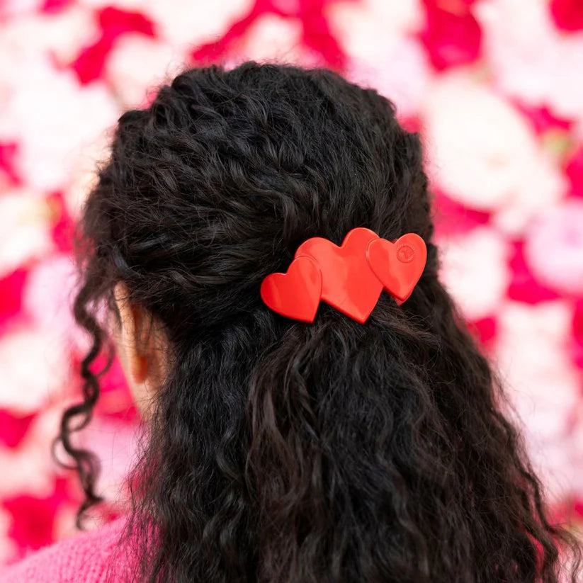 Teleties Red Heart to Heart Small Flat Hair Clip