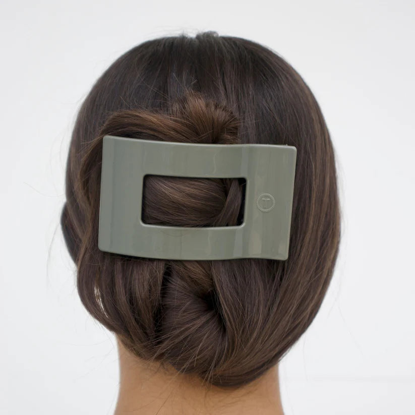 Teleties Large Flat Rectangle Hair Clip Sage It Ain't So
