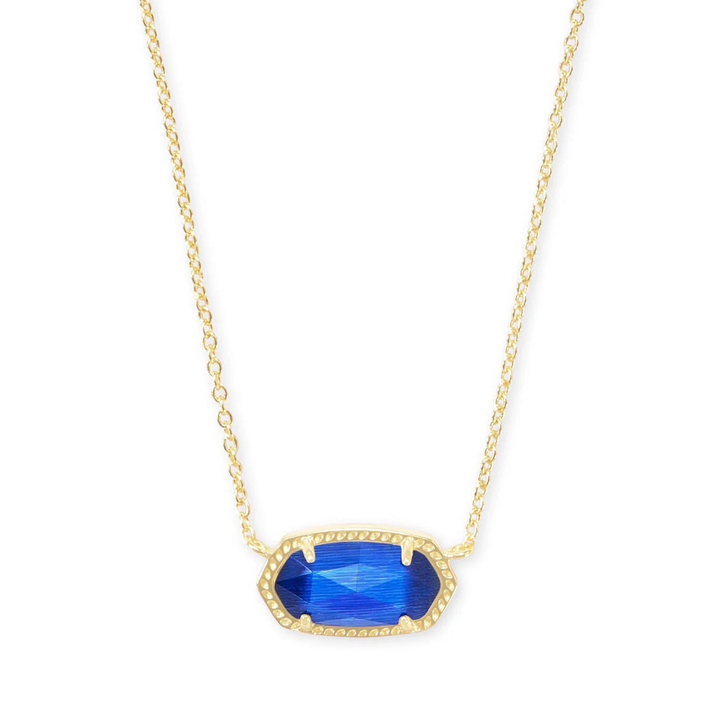 Elisa September Birthday Gold Necklace Cobalt Cat's Eye
