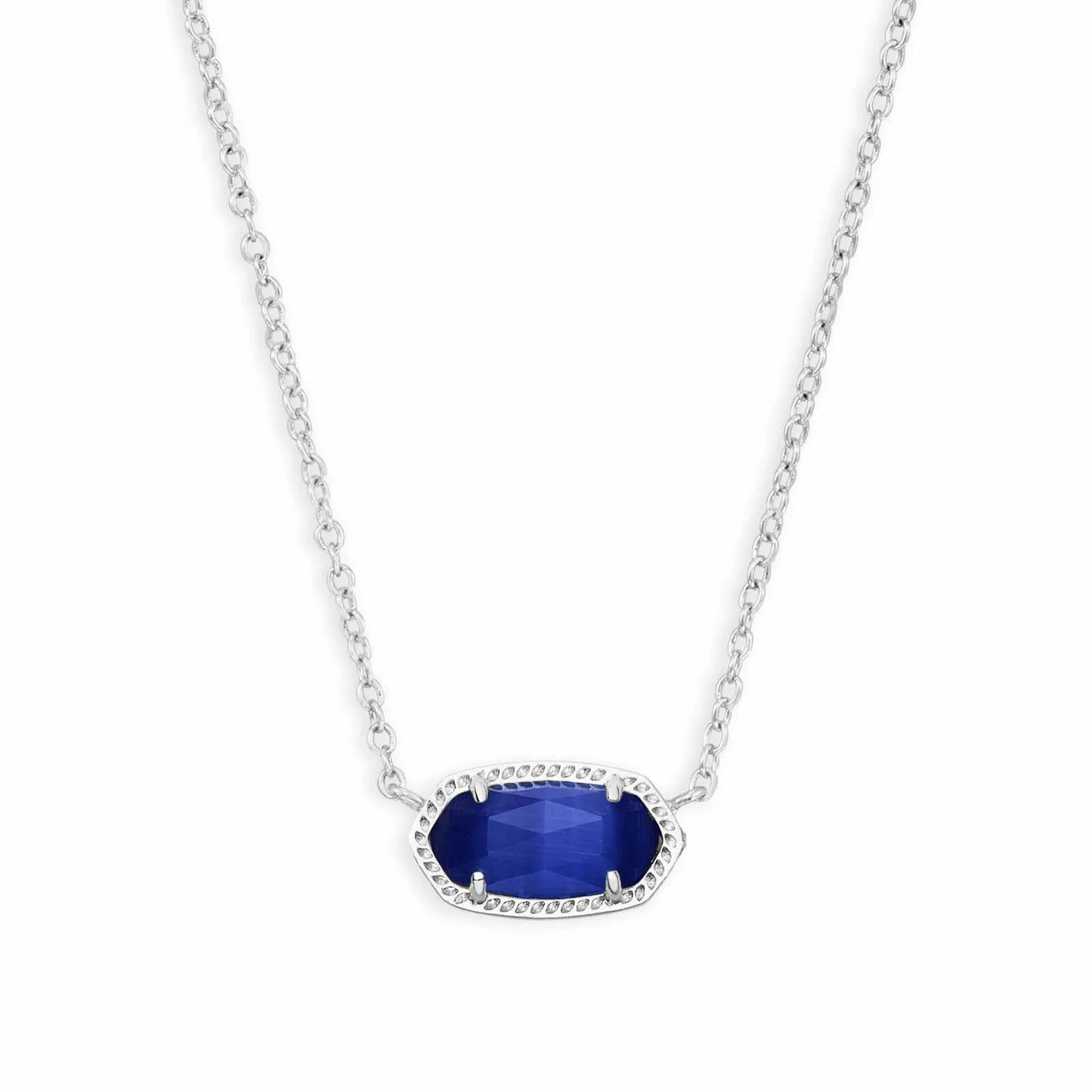 Elisa September Birthday Silver Necklace Cobalt Cat's Eye
