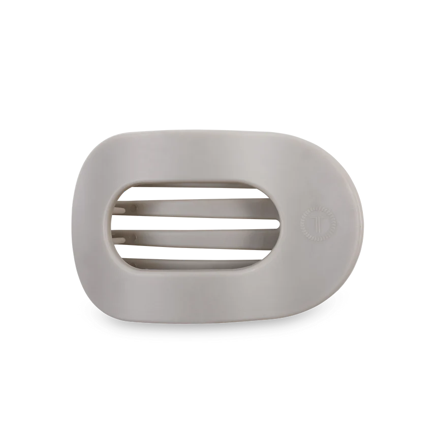 Teleties Medium Flat Round Clip Silver Flames
