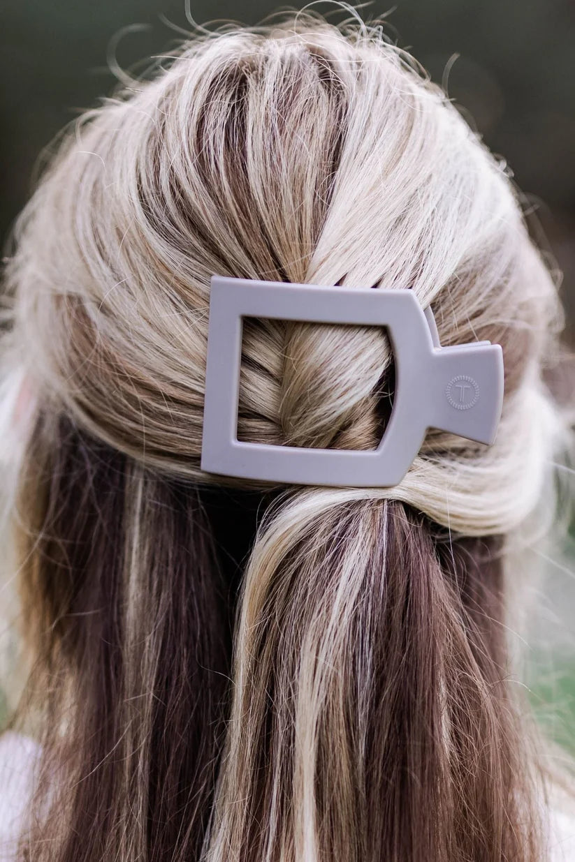 Teleties Medium Flat Square Clip Silver Flames