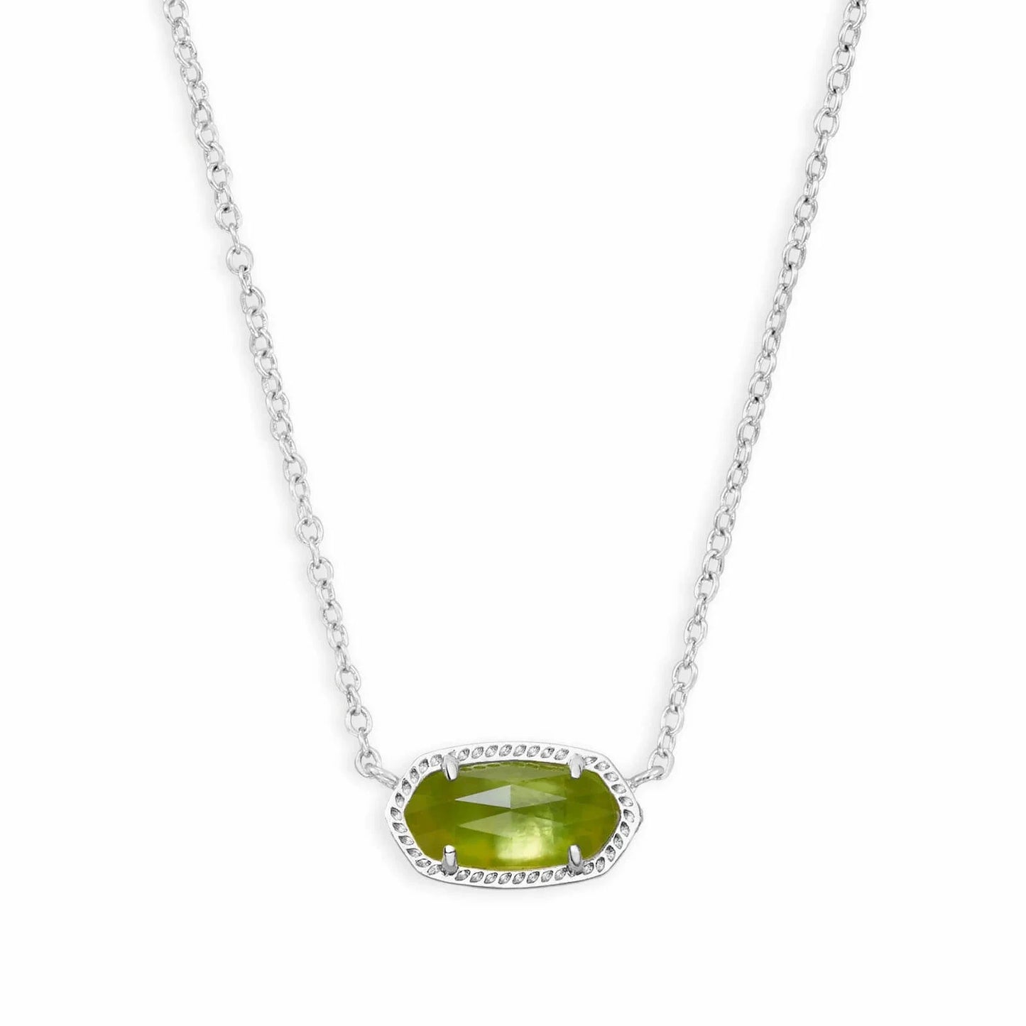 Elisa August Birthday Silver Necklace Peridot Illusion