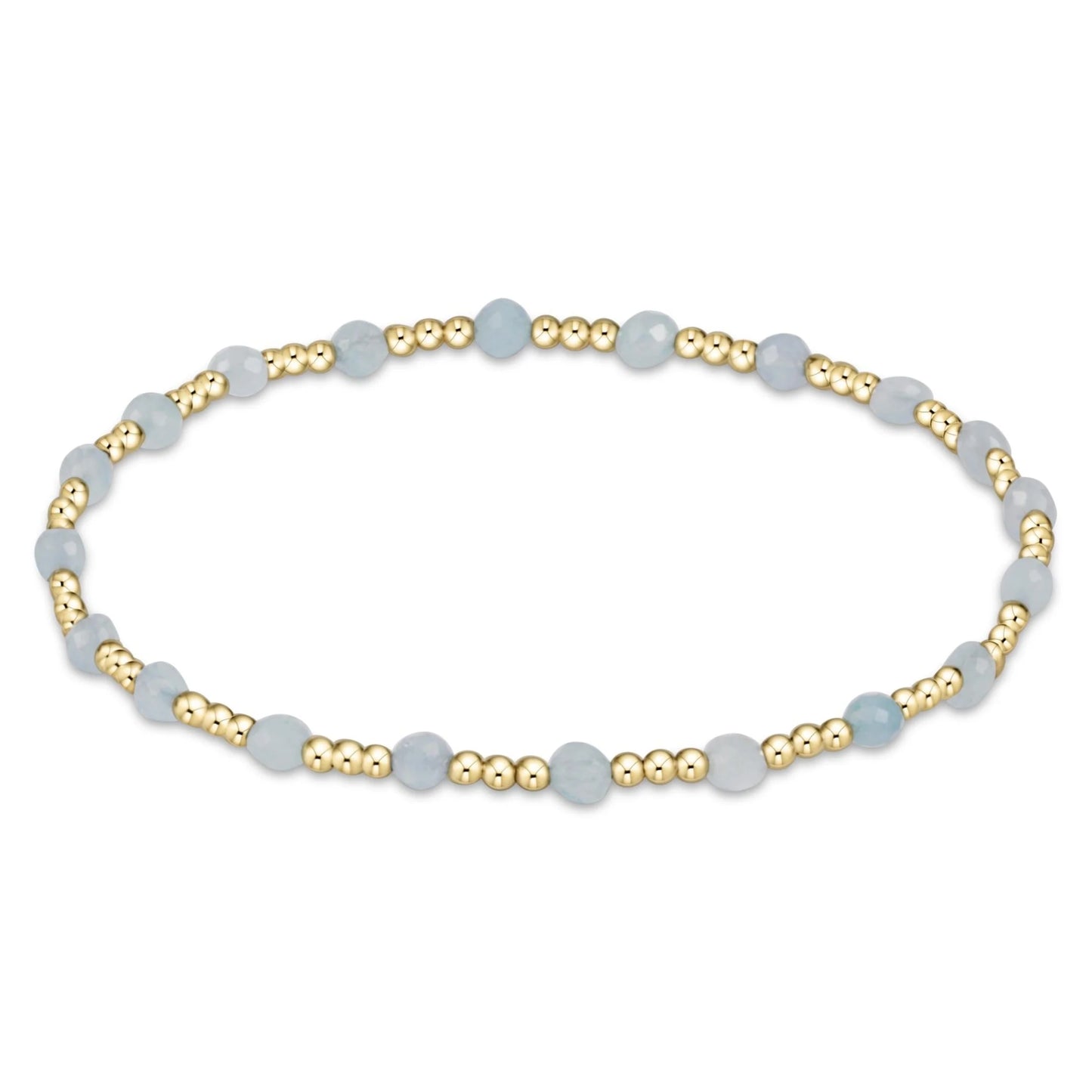 Gemstone Gold Sincerity Pattern 3mm Bead Bracelet Aquamarine