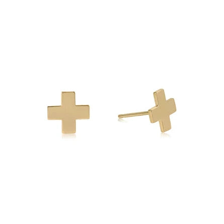 Signature Cross Stud Gold Earrings