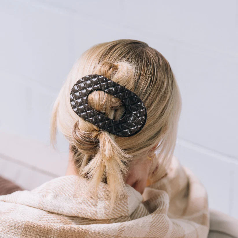 Teleties Large Flat Round Clip Truly Taupe Quilted