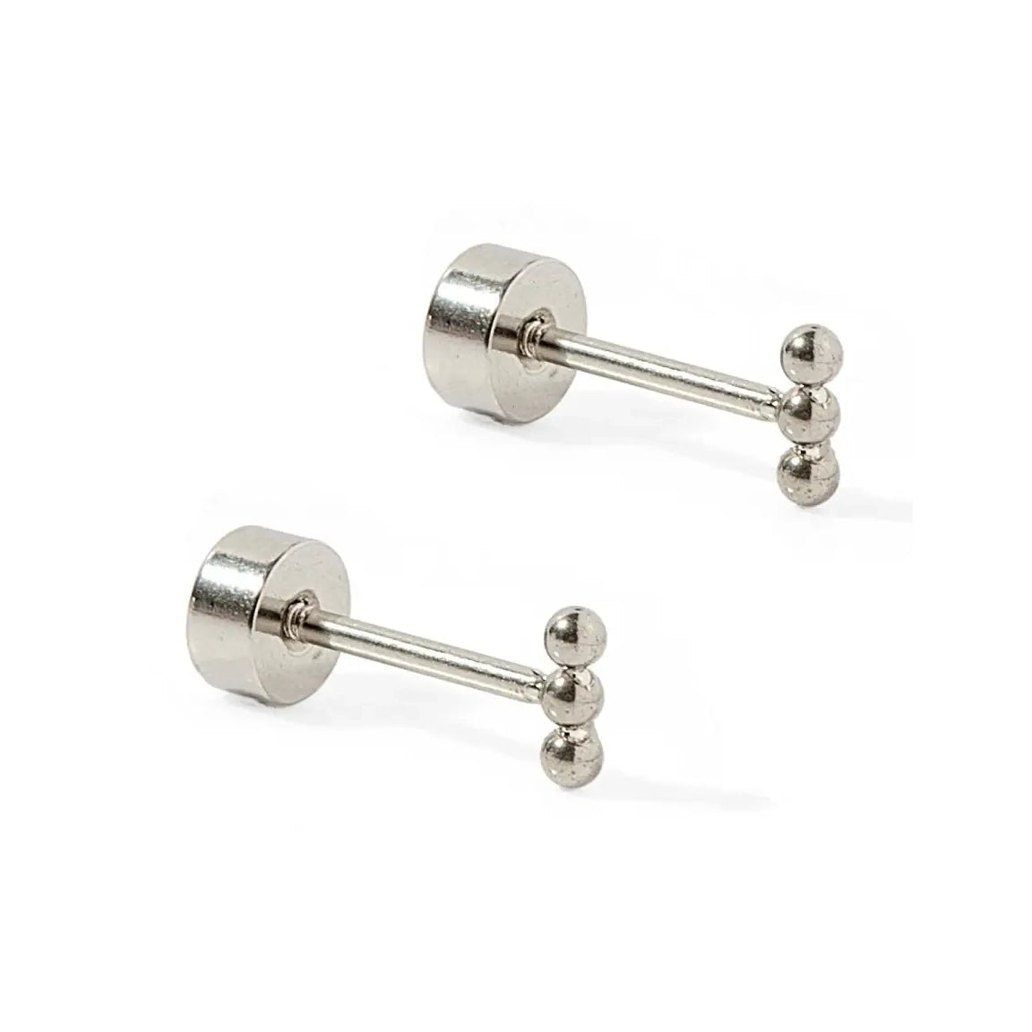 Micro Tally Silver Screwback Stud Earrings