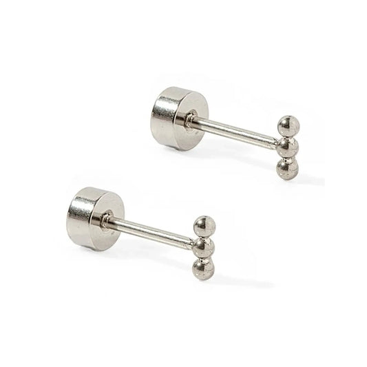 Micro Tally Silver Screwback Stud Earrings