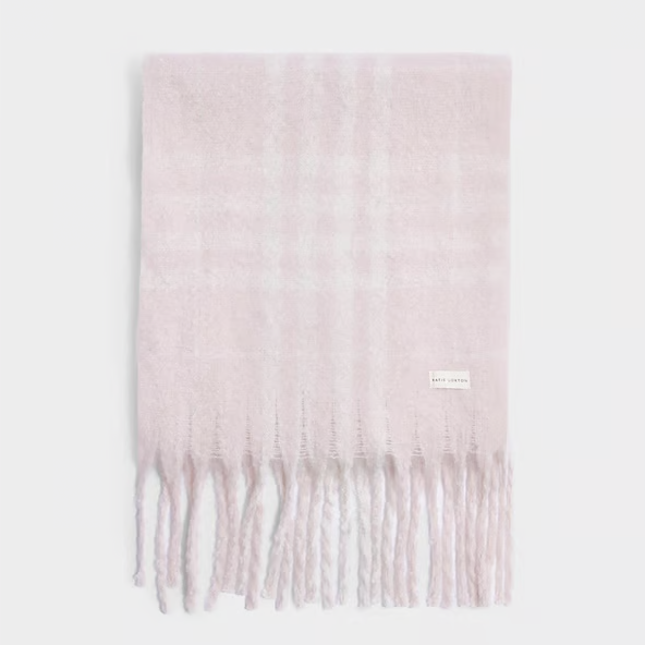 Blush Pink Recycled Striped Tassel Scarf