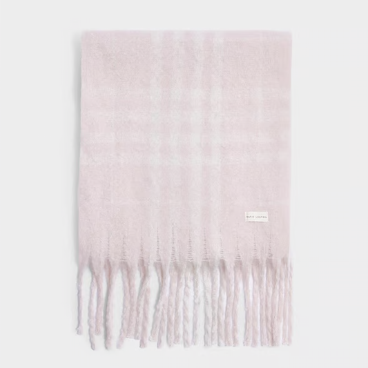 Blush Pink Recycled Striped Tassel Scarf