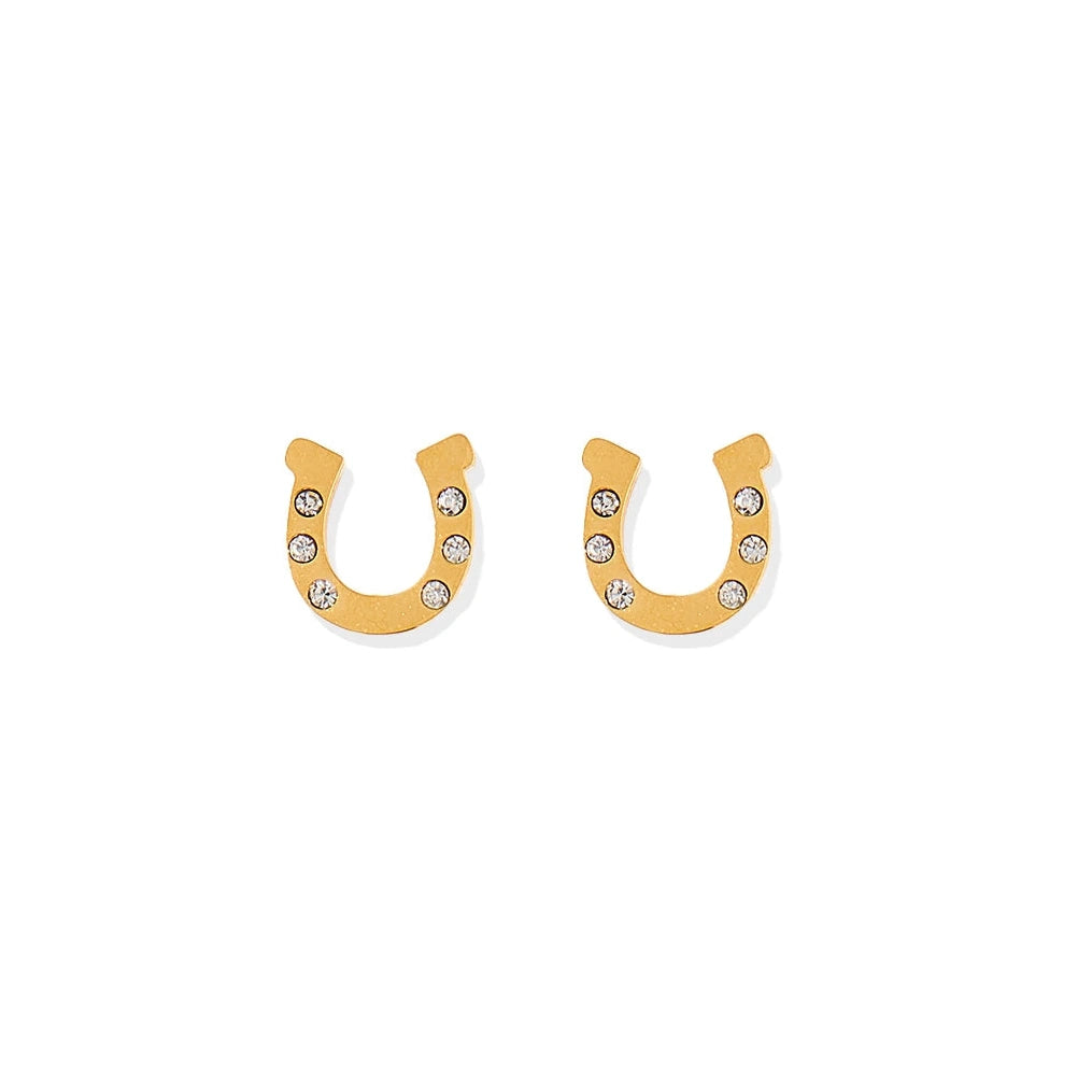 Horseshoe Gold Screwback Stud Earrings