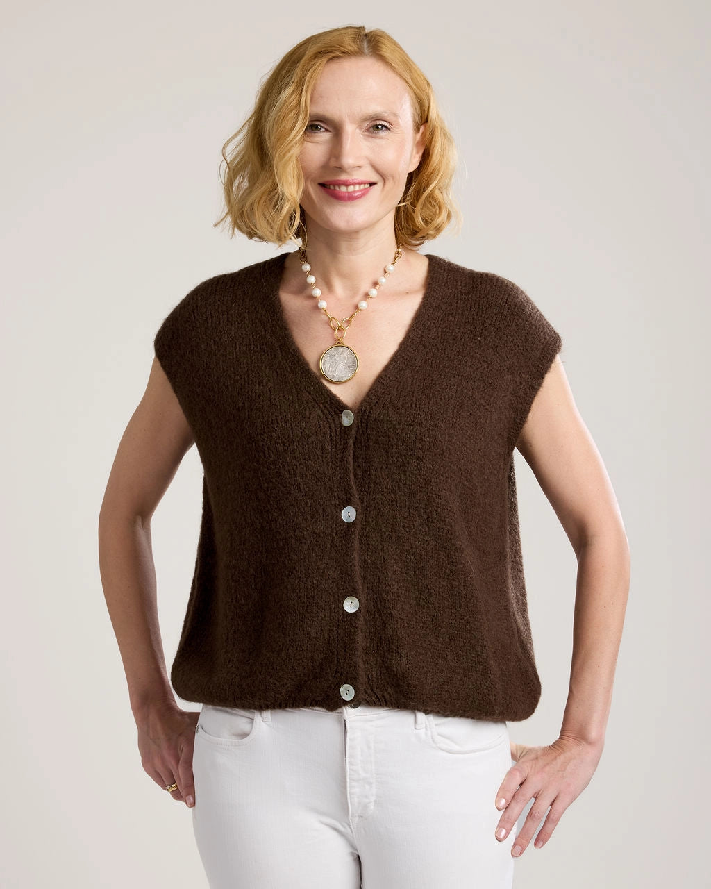 Alessia Knit Button Vest