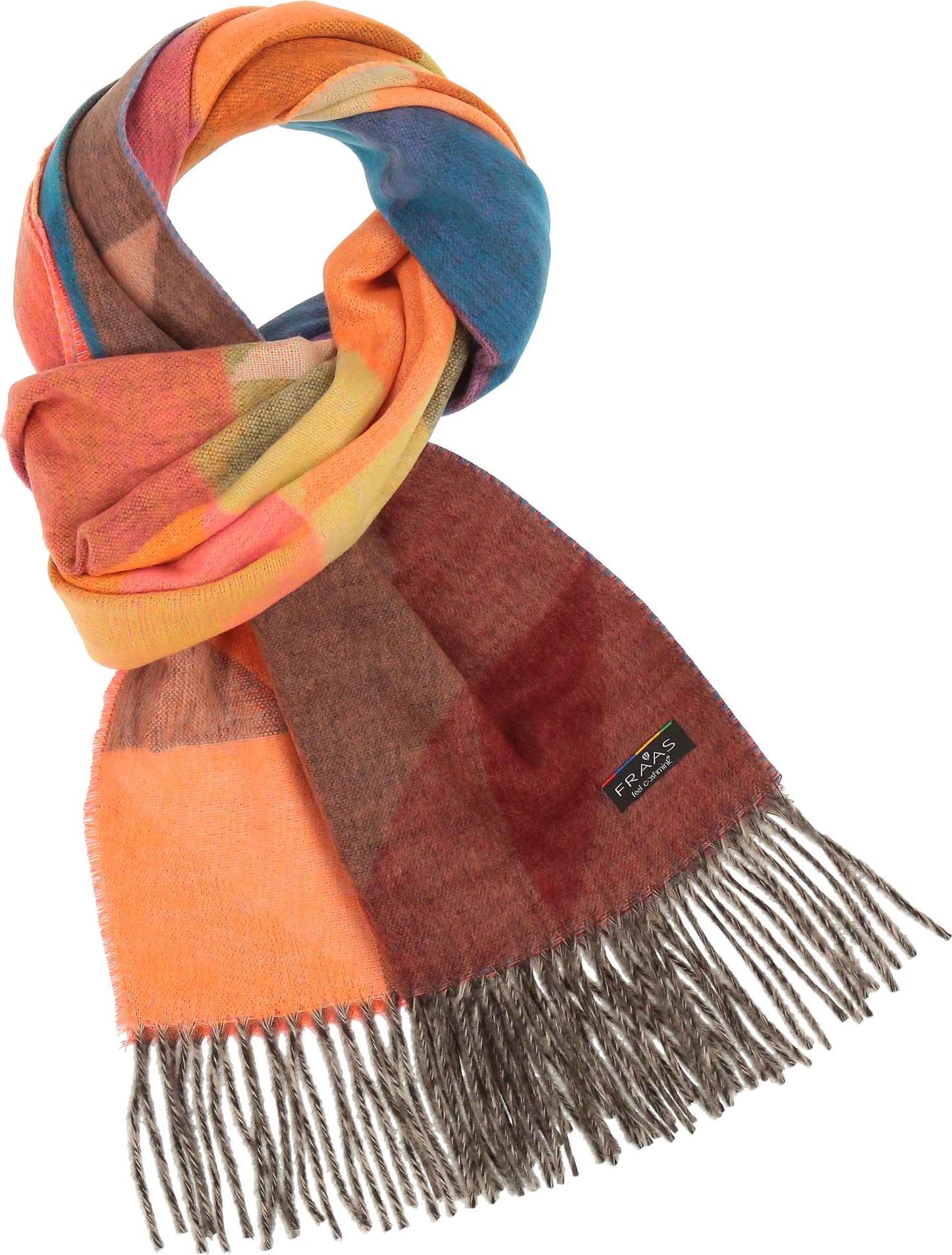 Geometric Colorblock Cashmink Scarf Orange/Pink
