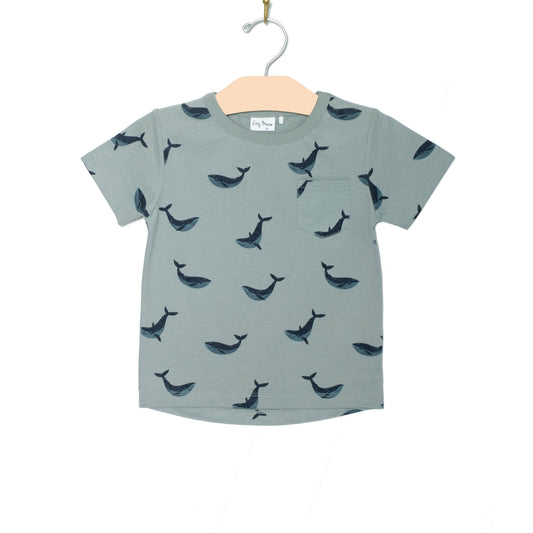 Pocket Tee Blue Whales