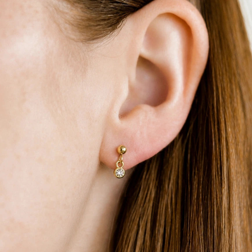 Millie Sparkle CZ Gold Screwback Stud Earrings