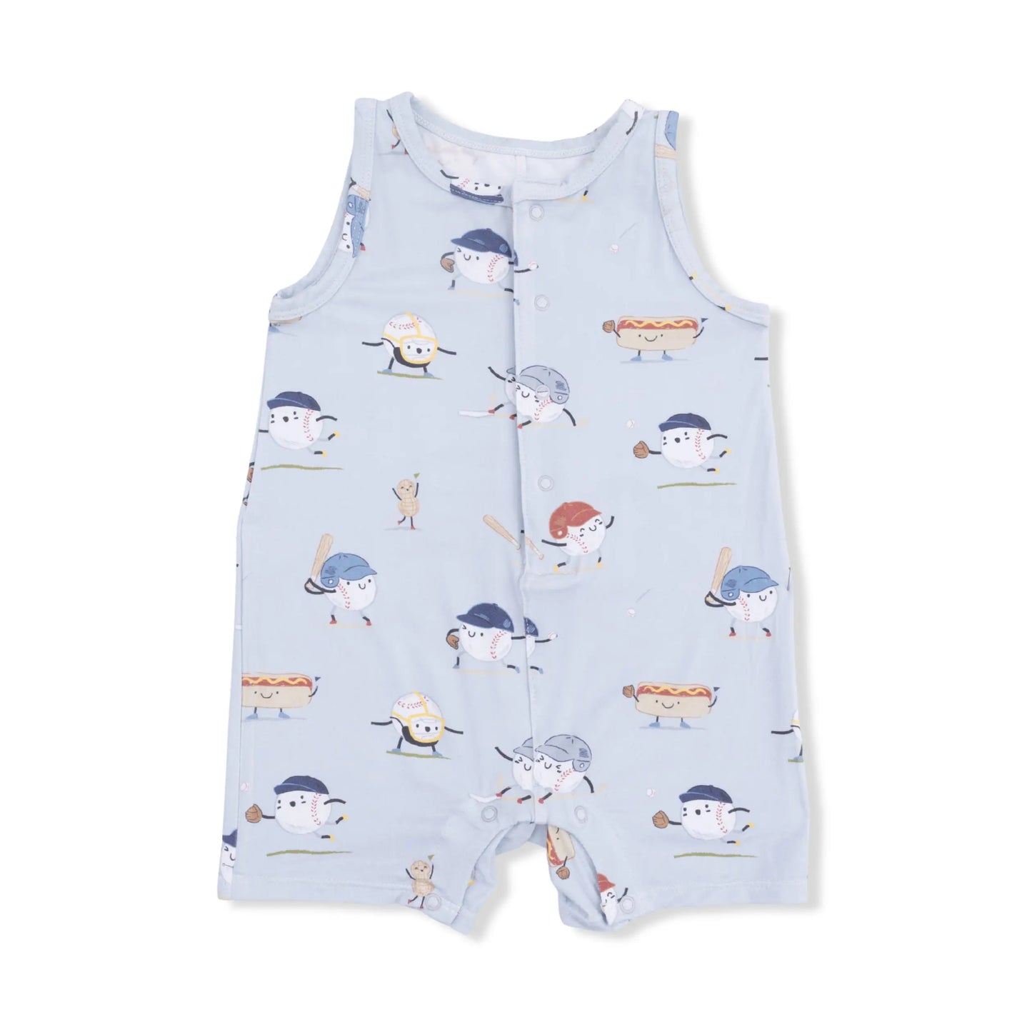 Baseballs Playing Baseball Sleeveless Shortie Romper
