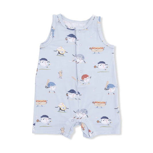Baseballs Playing Baseball Sleeveless Shortie Romper