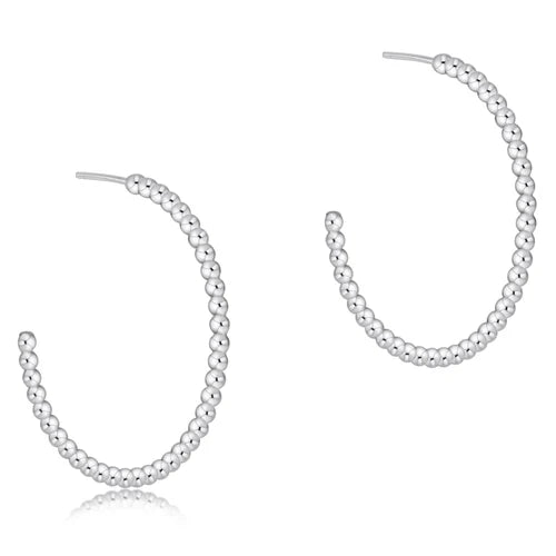 Beaded Classic 1.25" Post Hoop 2mm Sterling