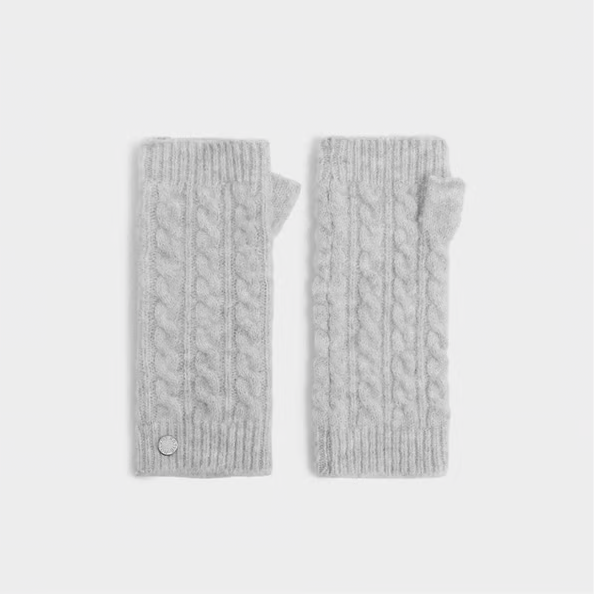 Light Gray Cable Knit Handwarmers