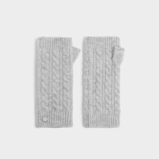 Light Gray Cable Knit Handwarmers