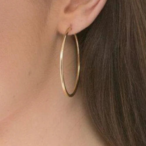 Round Gold 2" Hoop Smooth Earrings