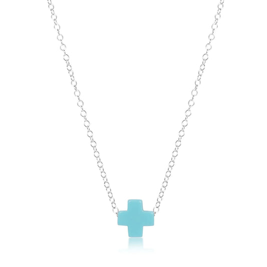 16" Necklace Sterling Signature Cross Turquoise