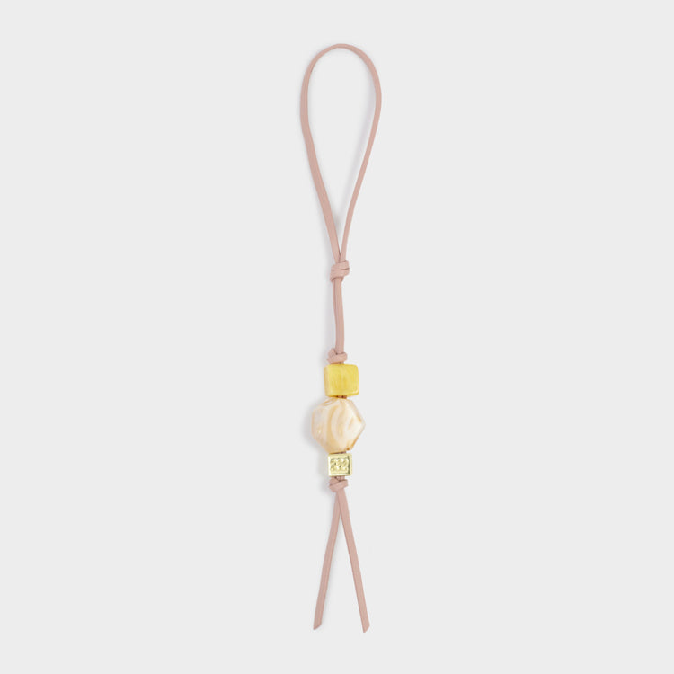 Beaded Keyring Bag Charm Pink Heather