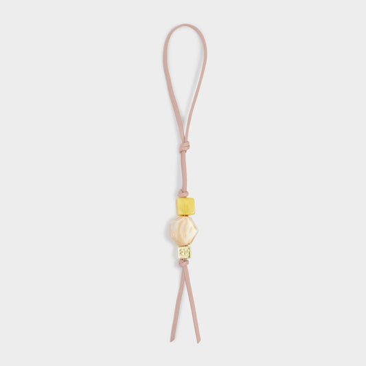 Beaded Keyring Bag Charm Pink Heather