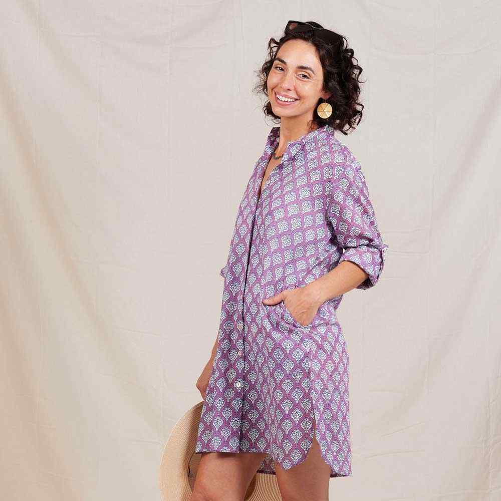 Fifer Raspberry Button Down Beach Tunic